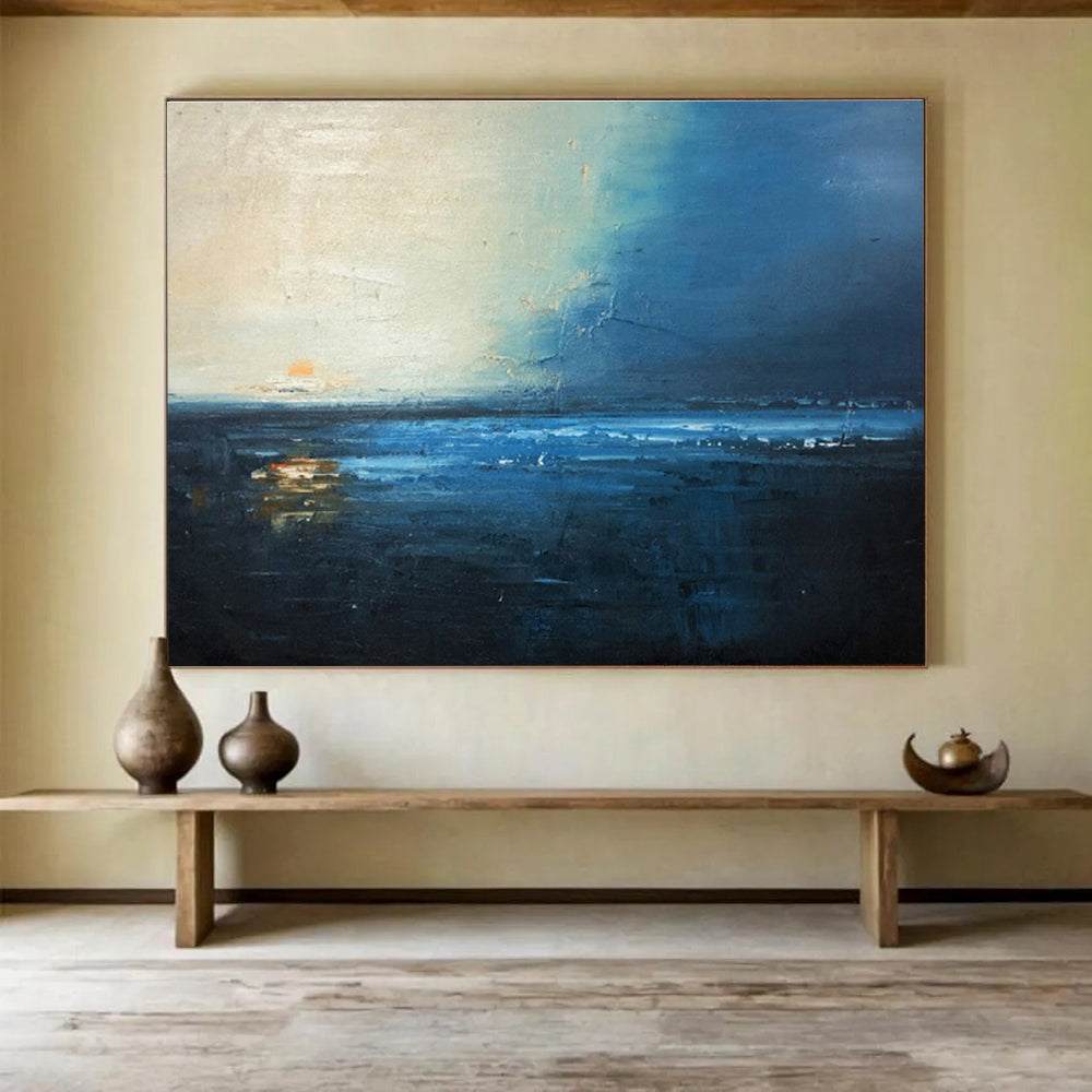 sunset blue coastal abstract design 2